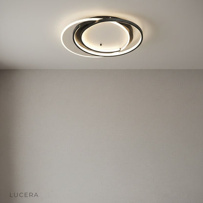 Close-up of Zesty ceiling light metal frame and frosted acrylic panel
