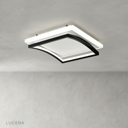close-up of broom ceiling light metal frame and acrylic shade texture detail