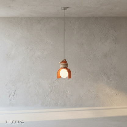 Close-up detail of textured curved resin layers on Fornax Dome Pendant Light