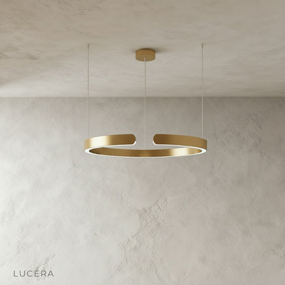 close-up of brushed aluminum ring frame and integrated LED strip
