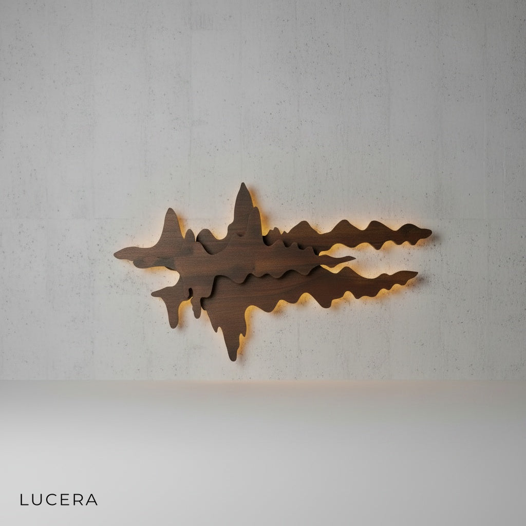 Plinth cloud wall lamp in soft amber glow, reading nook above armchair