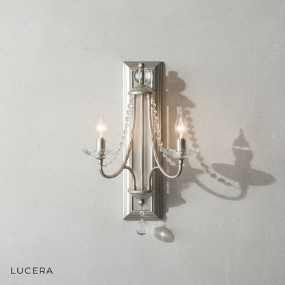 Gold and silver variant pair of eco retro wall sconces mounted side by side