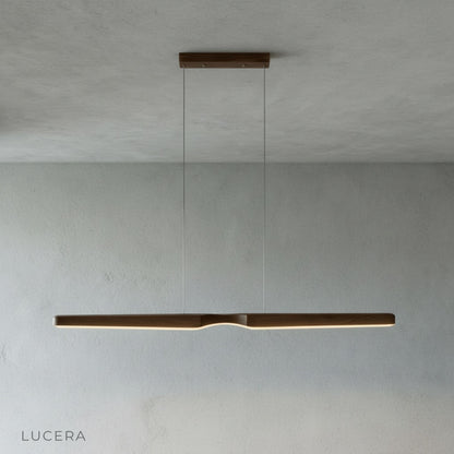 close-up detail of Ember wood pendant light showing premium wood texture and subtle grain patterns