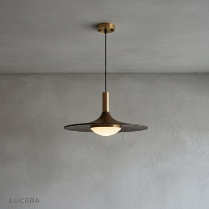 close-up studio view of Juju pendant light showing sculptural silhouette and soft glow