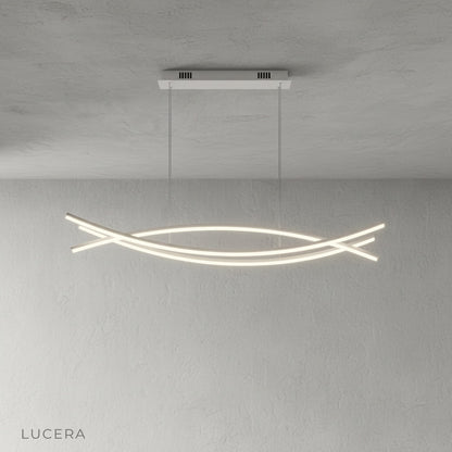 Close-up of Eterno Chandelier integrated LED strip and matte black powder-coated finish