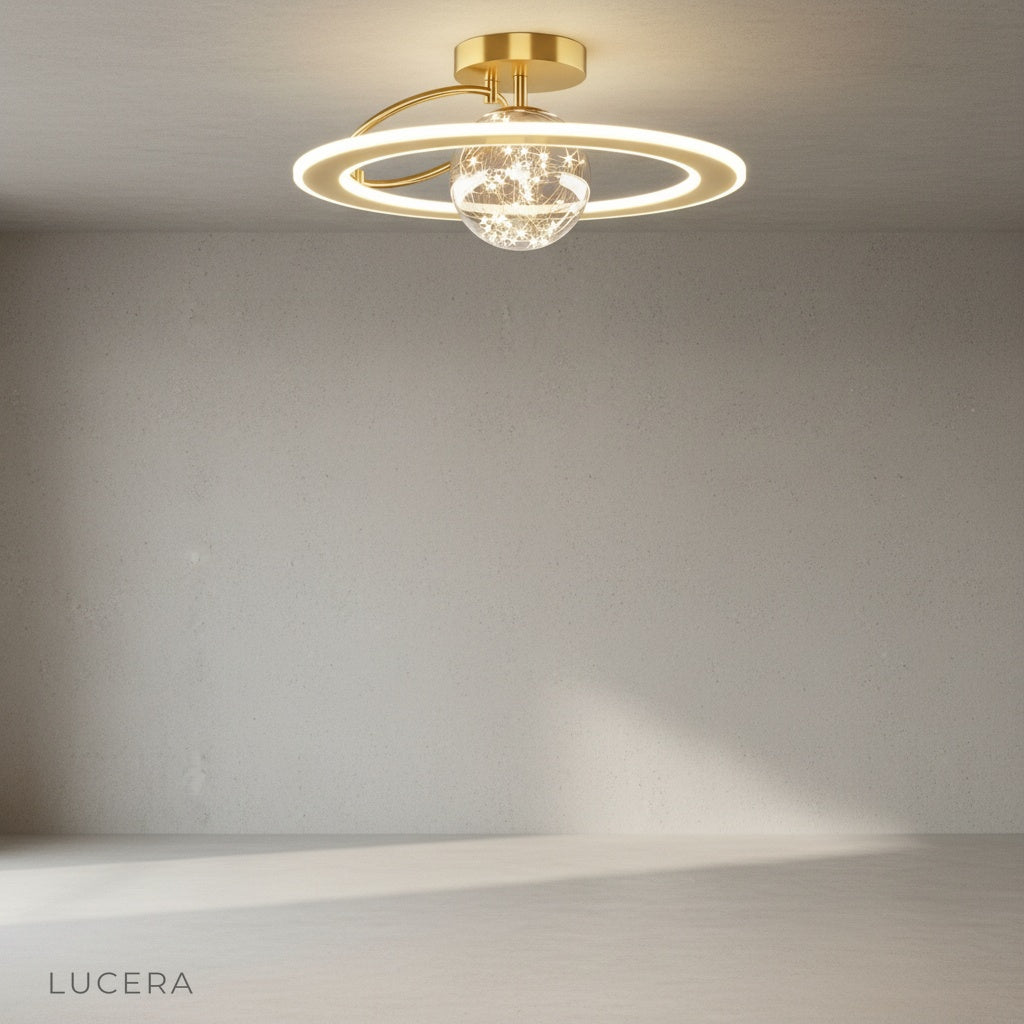 Gadroon ceiling light in black finish against neutral wall for bedroom ambiance