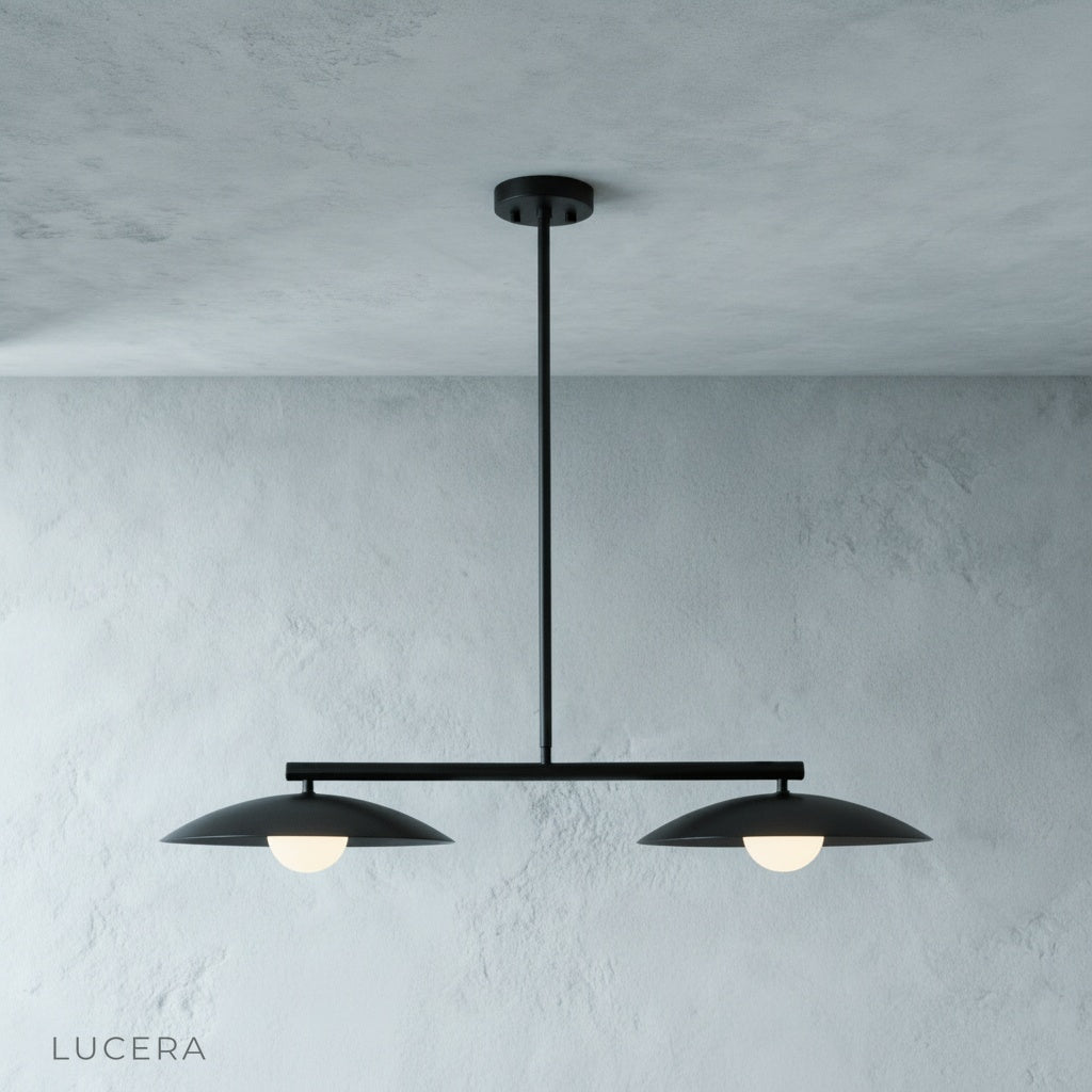 Alternate finish view of the Quivering Sculptural Disc Pendant Light with brushed gold metal discs