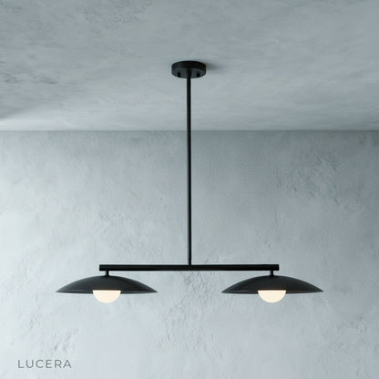 Alternate finish view of the Quivering Sculptural Disc Pendant Light with brushed gold metal discs