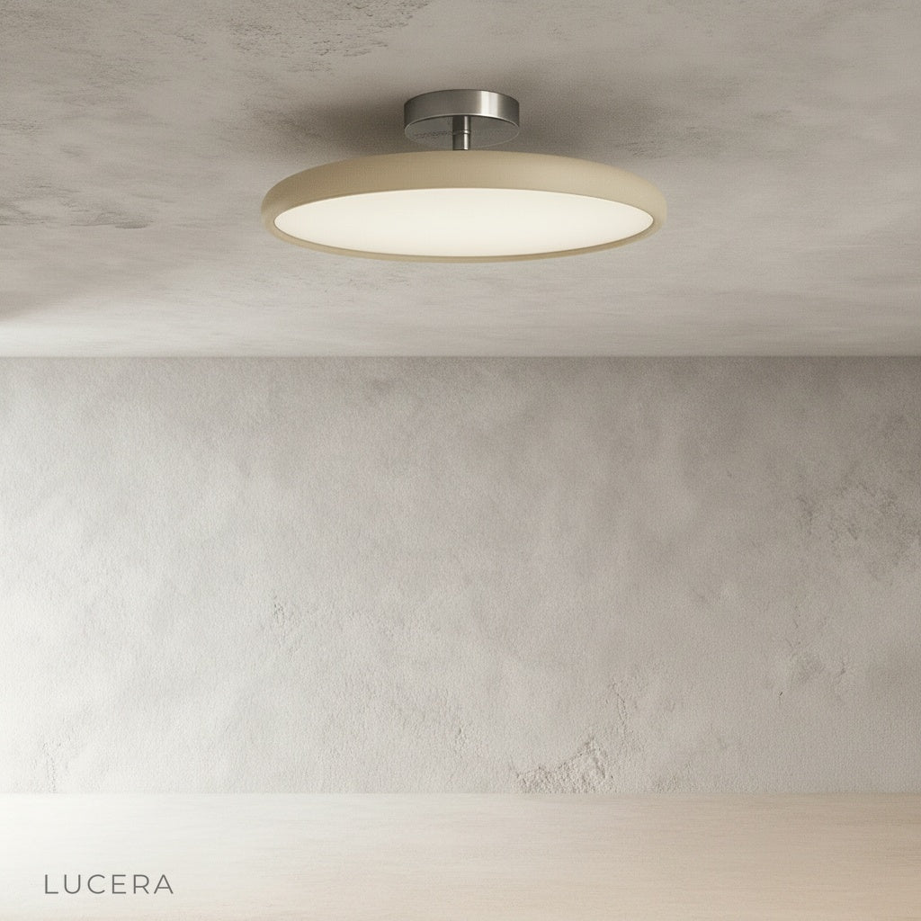Jubilate ceiling light acrylic diffuser close-up showing soft light emission