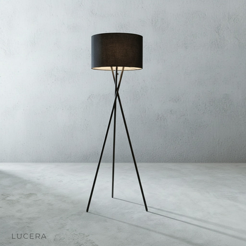 Close-up of Venus Floor Lamp fabric shade texture and warm LED glow