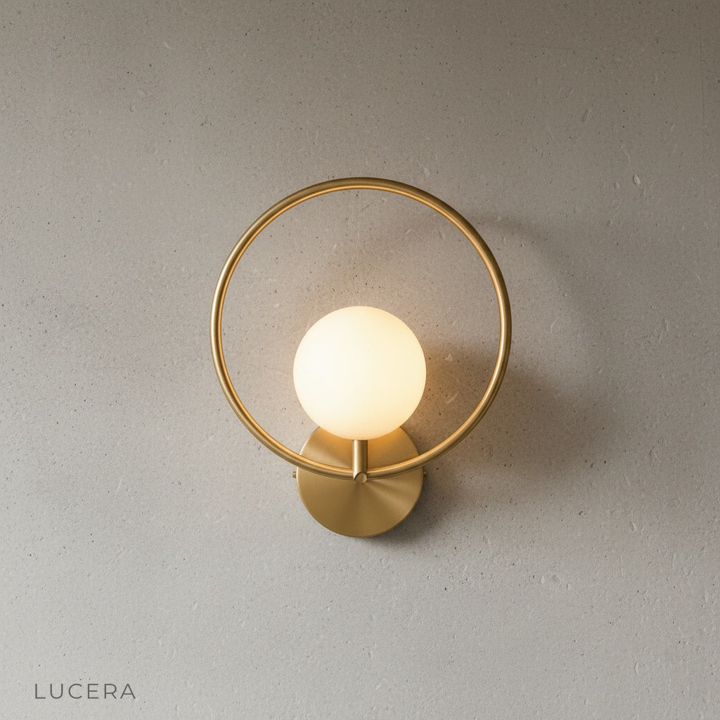 Leander Wall Lamp in matte black finish mounted on neutral wall