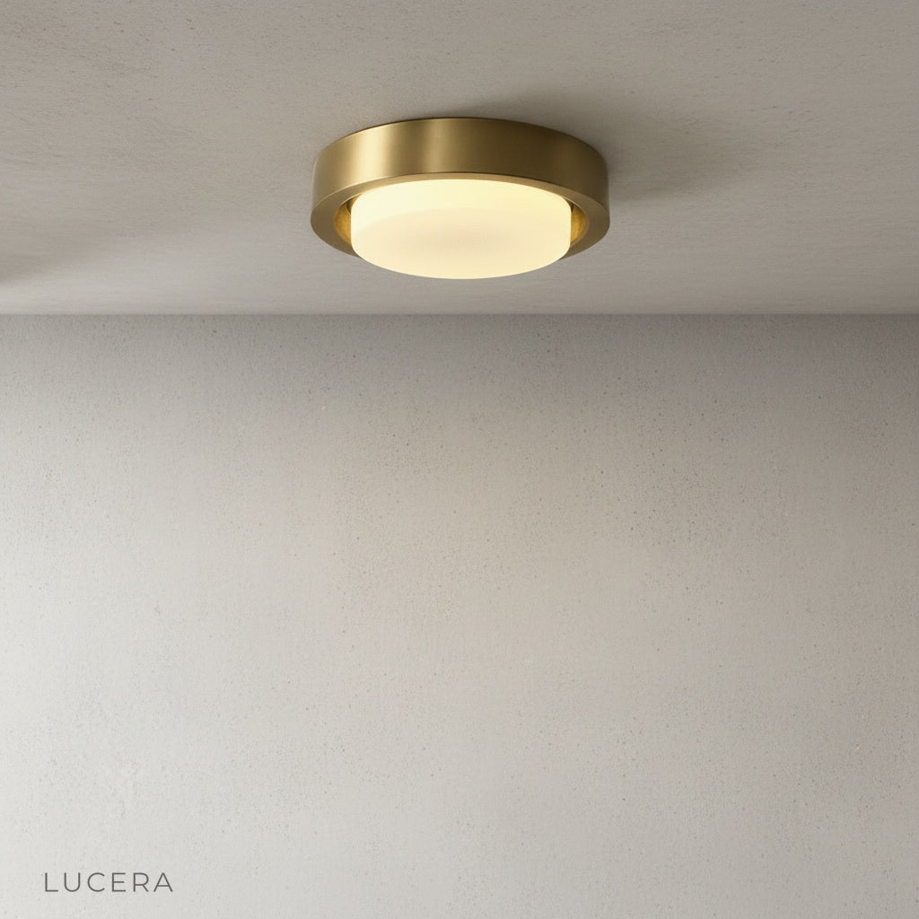 William Ceiling Light frosted glass diffuser detail against neutral wall