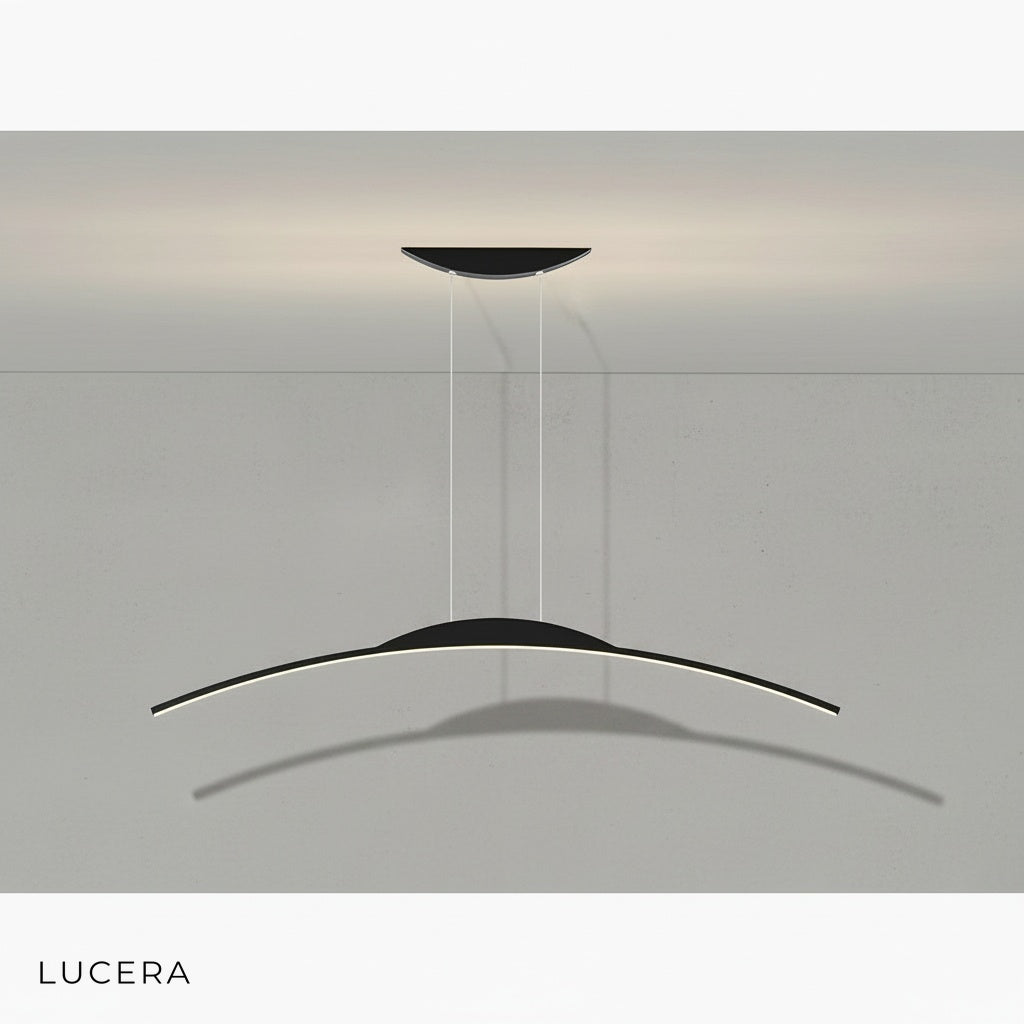 Edda minimalist chandelier in an industrial loft with exposed brick wall