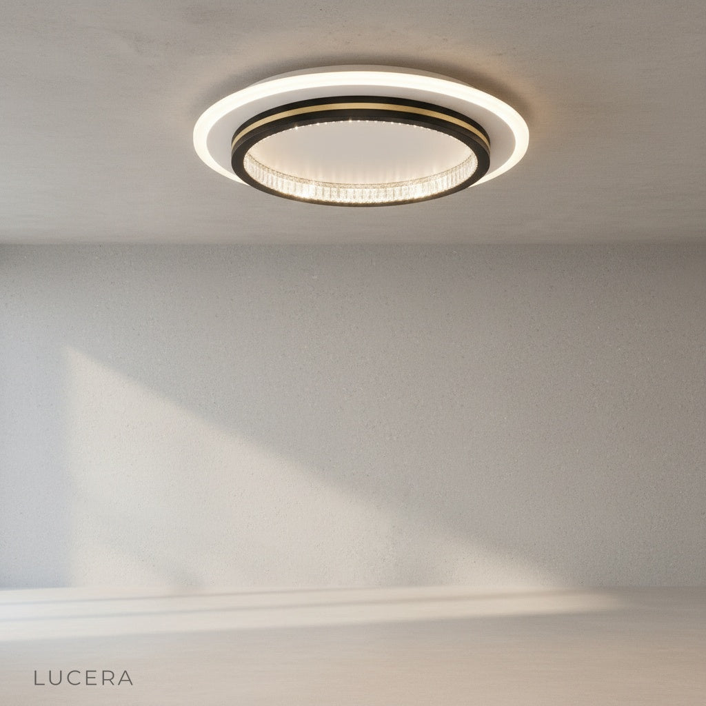 close-up of crystal lampshade details on Melodia ceiling light