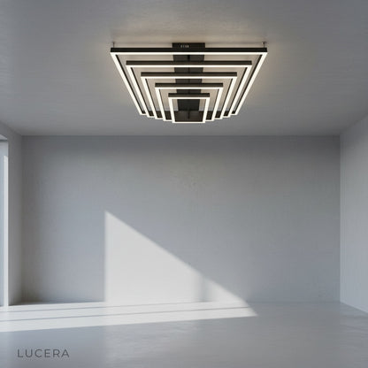 Amaryllis ceiling light mounted in bright contemporary living room with neutral decor and soft daylight