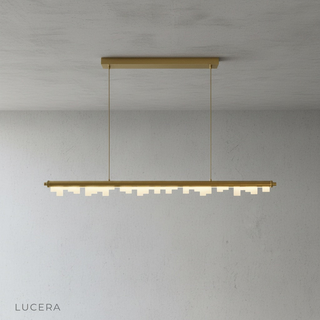 Fascinating Pendant Light hanging above a kitchen island with even illumination and premium aluminum finish