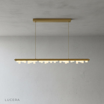 Fascinating Pendant Light hanging above a kitchen island with even illumination and premium aluminum finish