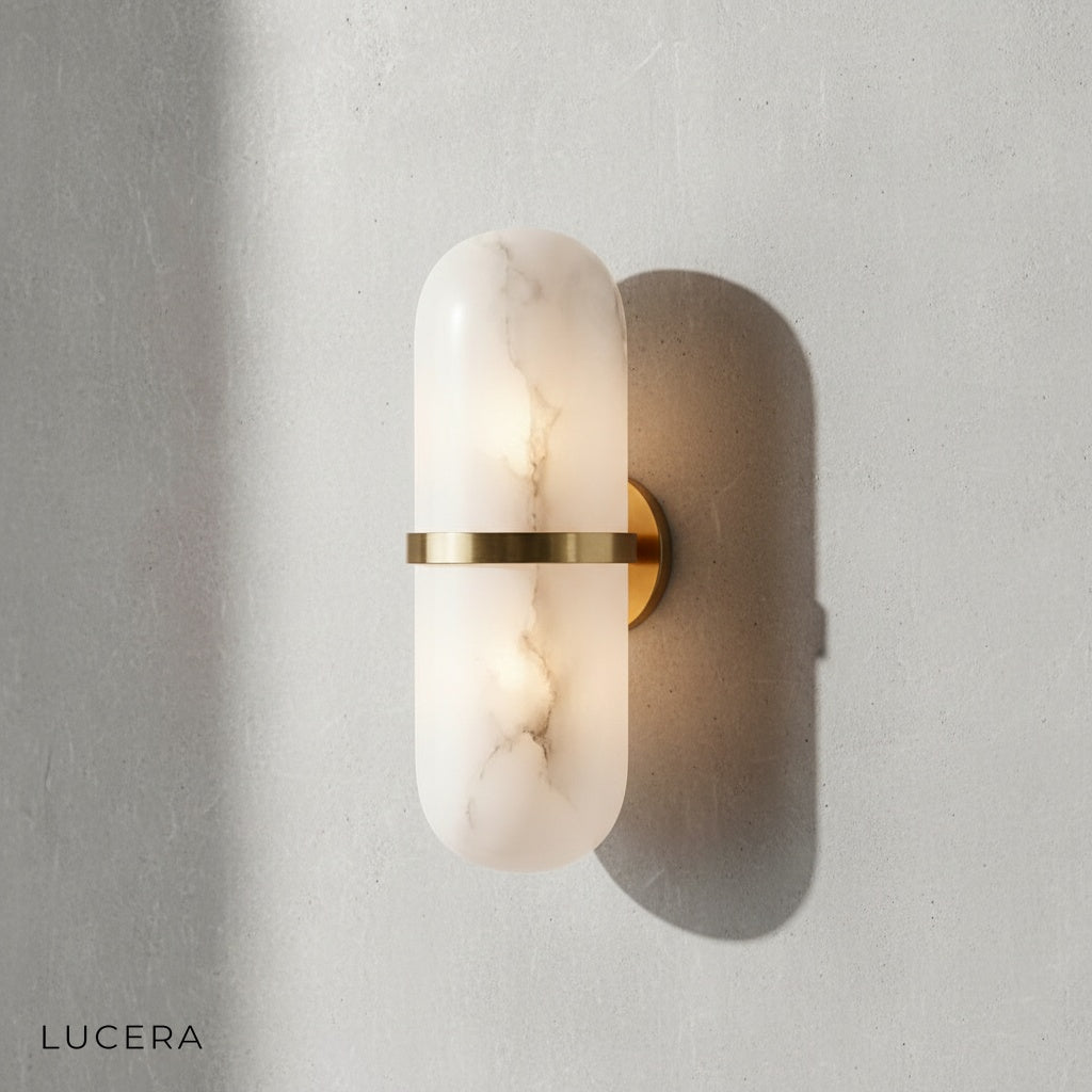 Tricolor LED wall lamp showing warm glow in cozy bedroom setting