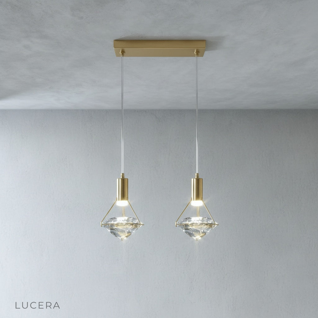 Silas pendant light casting warm glow in contemporary dining room setting
