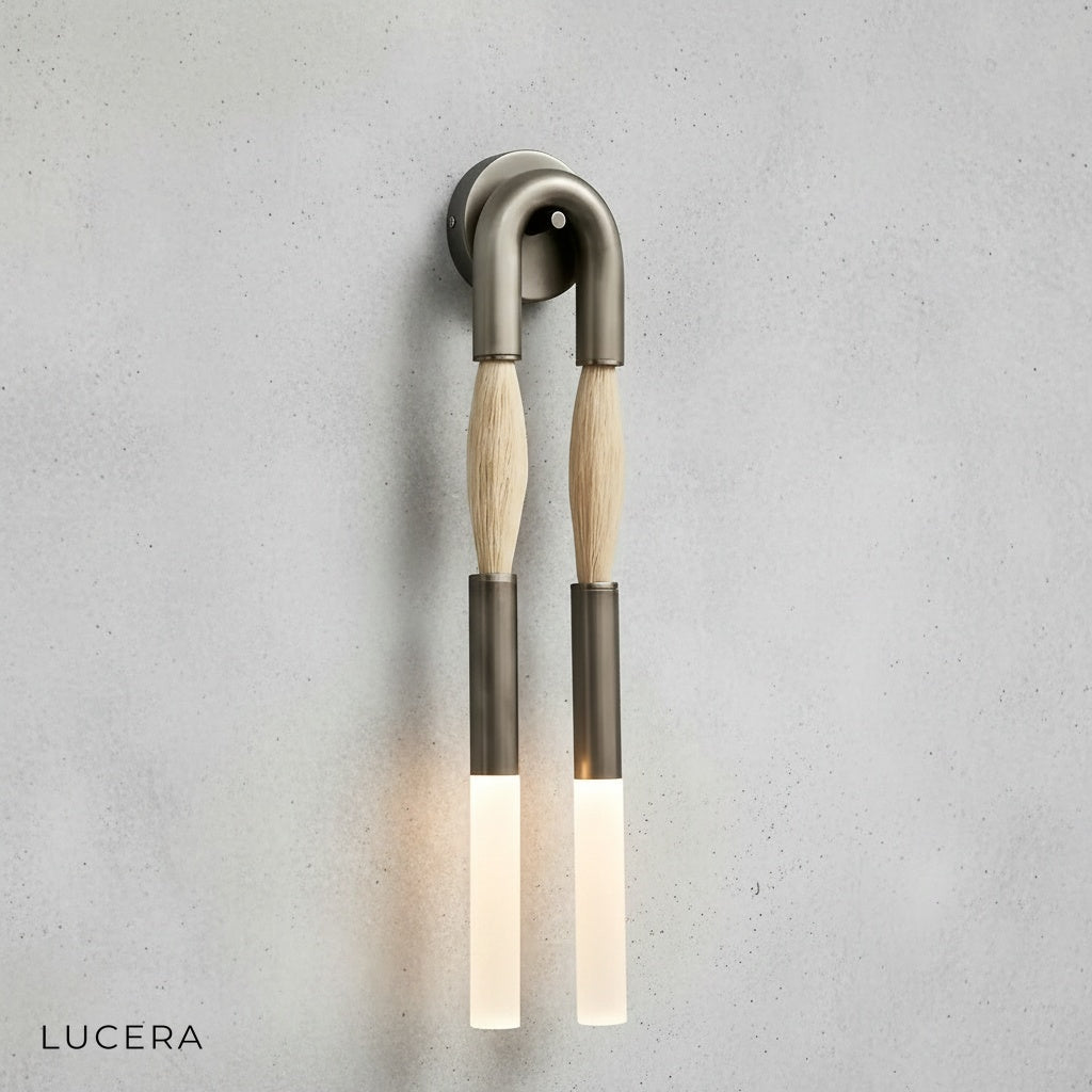 Regula black Japanese sconce in study room with warm ambient glow