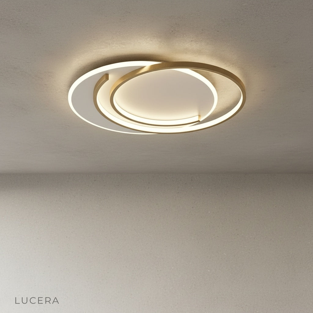 Zesty ceiling light black variant illuminating a cozy bedroom corner