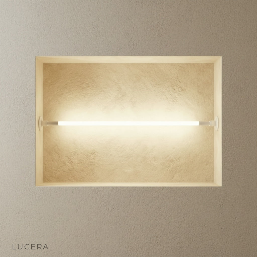 Nab wall lamp in matte black finish mounted on neutral wall