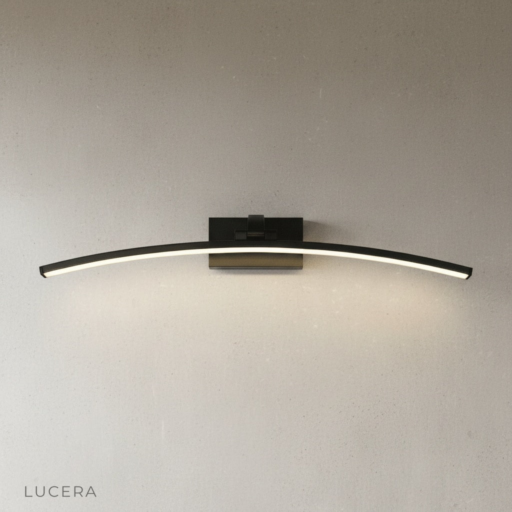 ginkgo wall lamp illuminating hallway with soft glare-free light at dusk