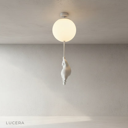 contemporary Lintel lamp with bear silhouette in bright nursery
