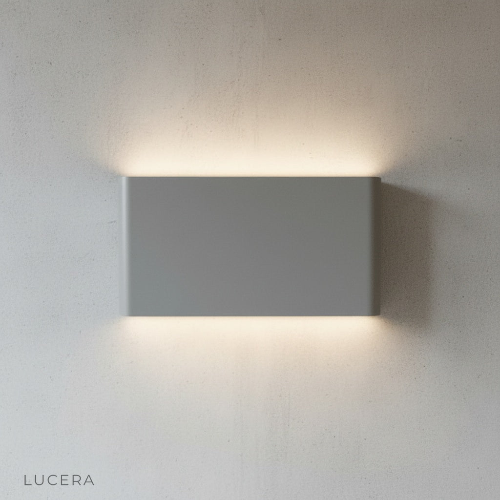 Cadmium wall lamp with three light modes illuminated in soft white