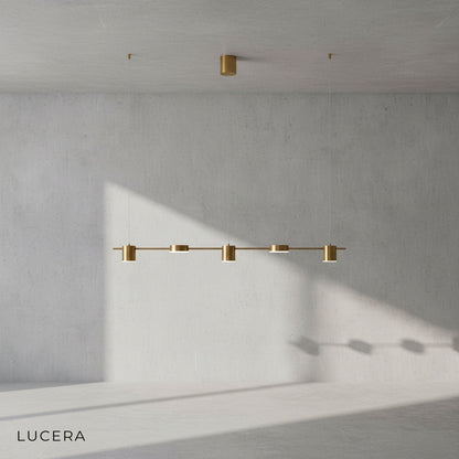 Detailed view of Rind lamp copper body with brushed nickel finish and black shade