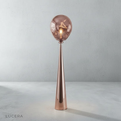Bastion floor lamp mirror finish stainless steel base detail