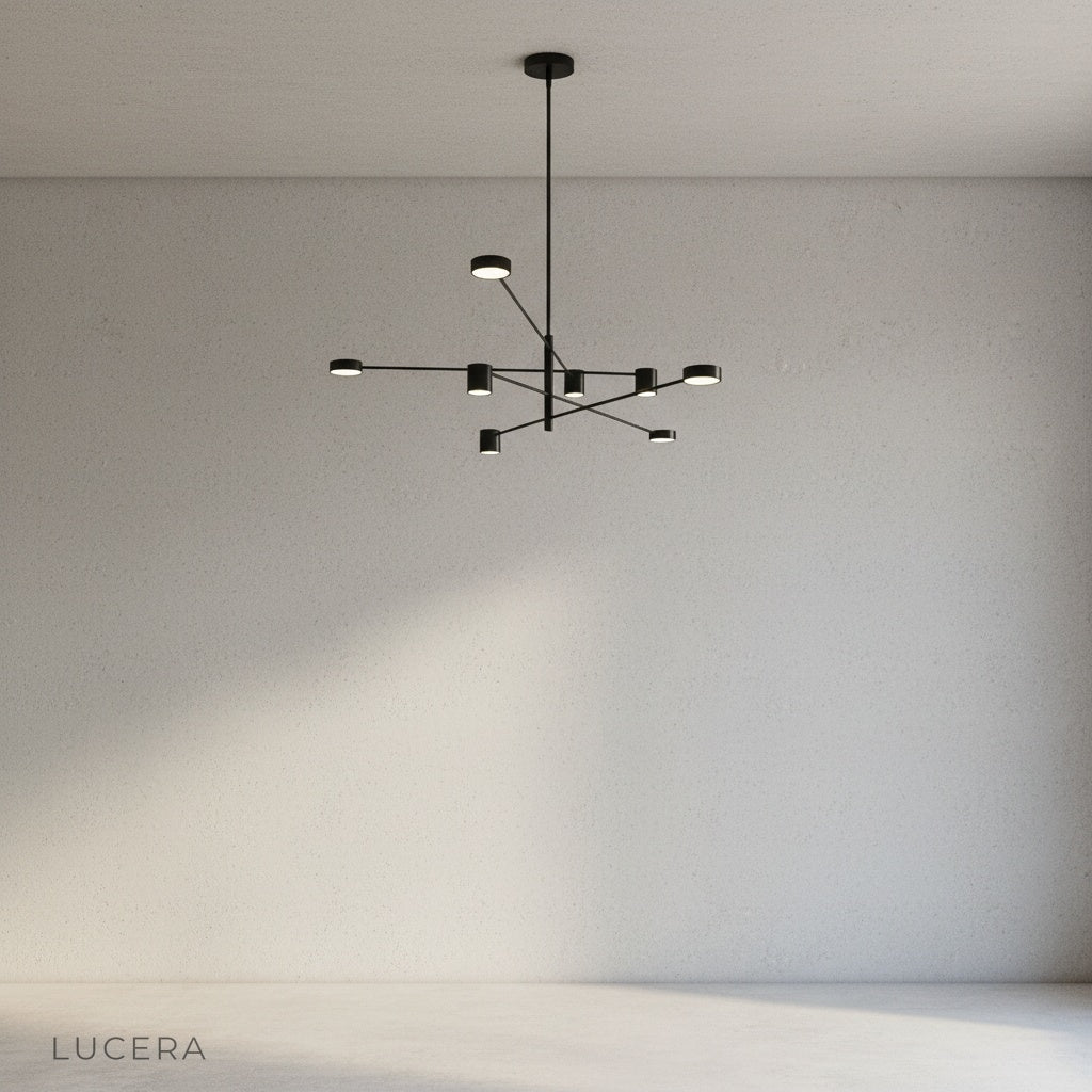 Overhead angle of Winsor Blue Chandelier highlighting symmetrical geometric design