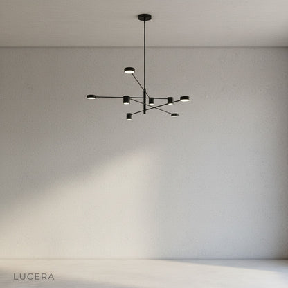 Overhead angle of Winsor Blue Chandelier highlighting symmetrical geometric design