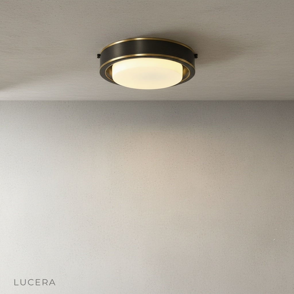 William Ceiling Light illuminated in cozy living room corner at dusk