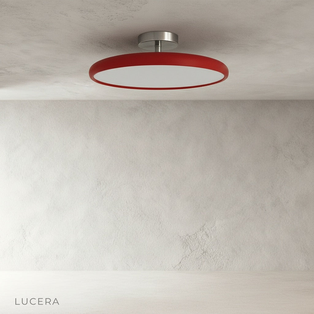 Jubilate ceiling light adjustable head tilted downward in studio setting
