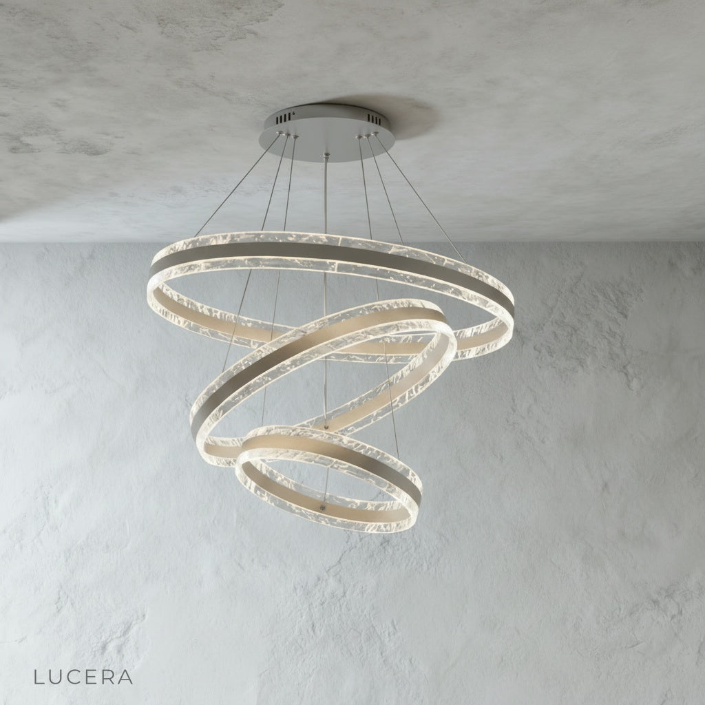 Detail view of Bacchus Round Chandelier wiring and canopy mount for installation reference