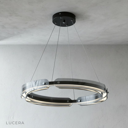 alternate pattern variant of ring chandelier with frosted glass segments