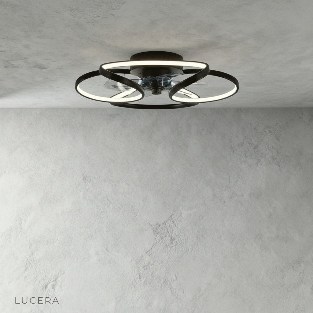 Valentin ceiling fan light in bright dining room with ambient illumination