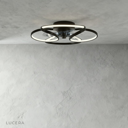 Valentin ceiling fan light in bright dining room with ambient illumination