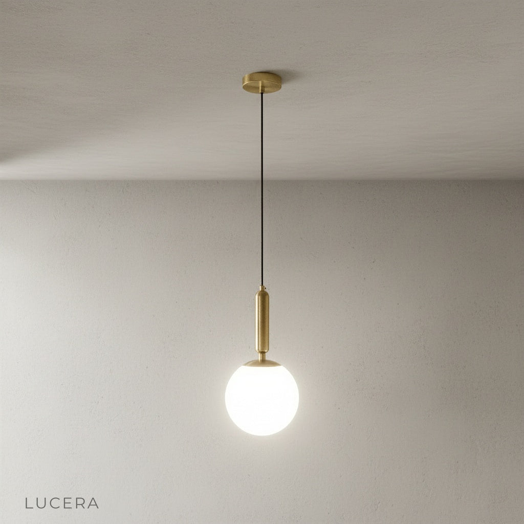Yvaine pendant light casting soft shadows in cozy bedroom at dusk