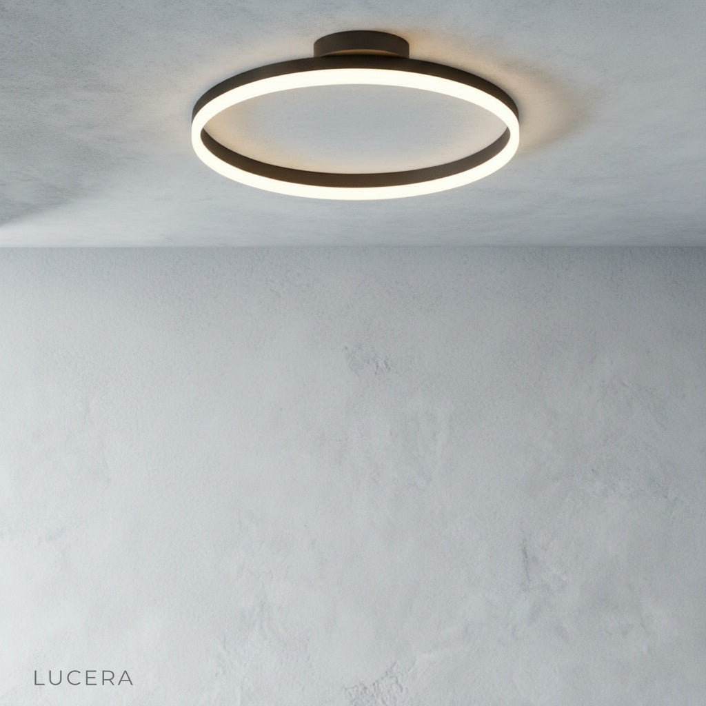LED ceiling light illuminating elegant restaurant dining area