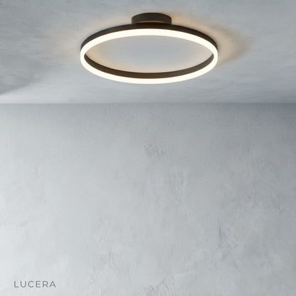 LED ceiling light illuminating elegant restaurant dining area