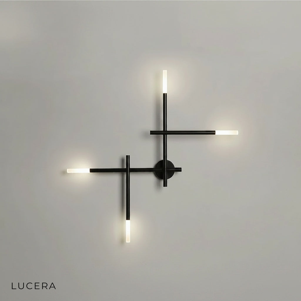 side angle of slim LED wall lamp mounted on neutral wall showing ultra-thin profile