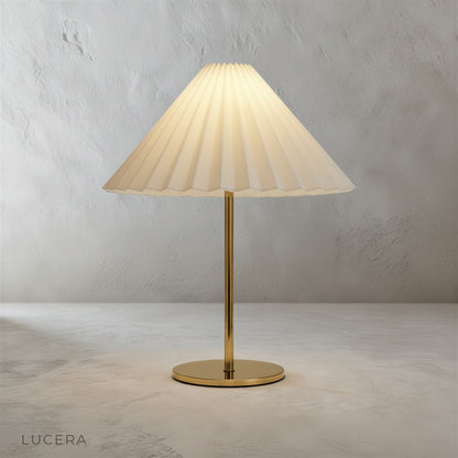 Ysabel Table Lamp on a console table in an entryway with neutral decor and warm sunlight