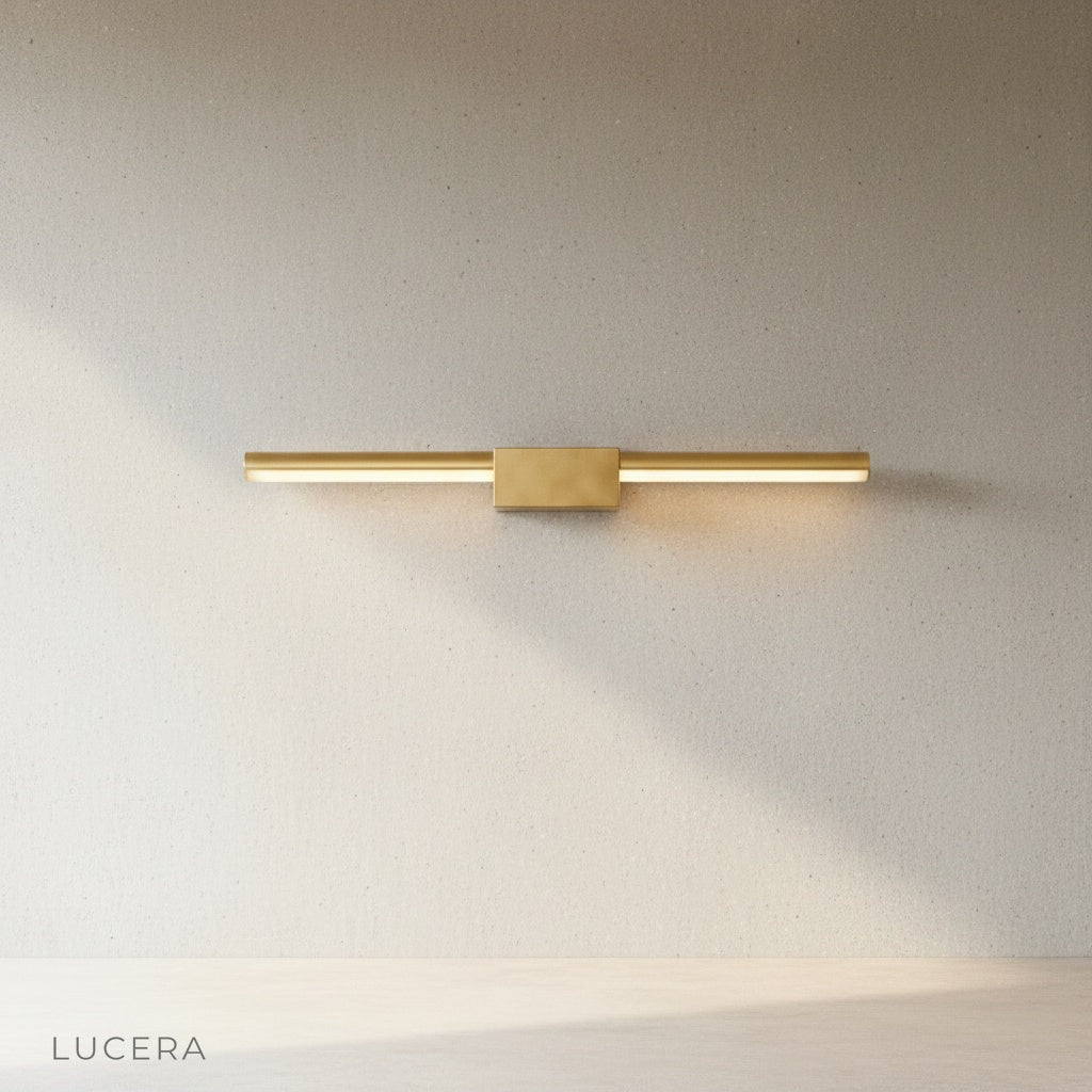 Fiamma wall lamp in matte black finish mounted on neutral plaster wall