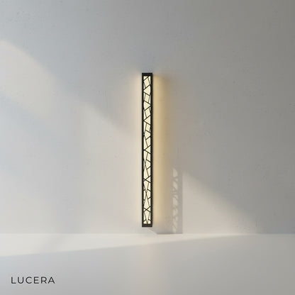 Detail shot of brushed aluminum housing on Giselle LED wall sconce