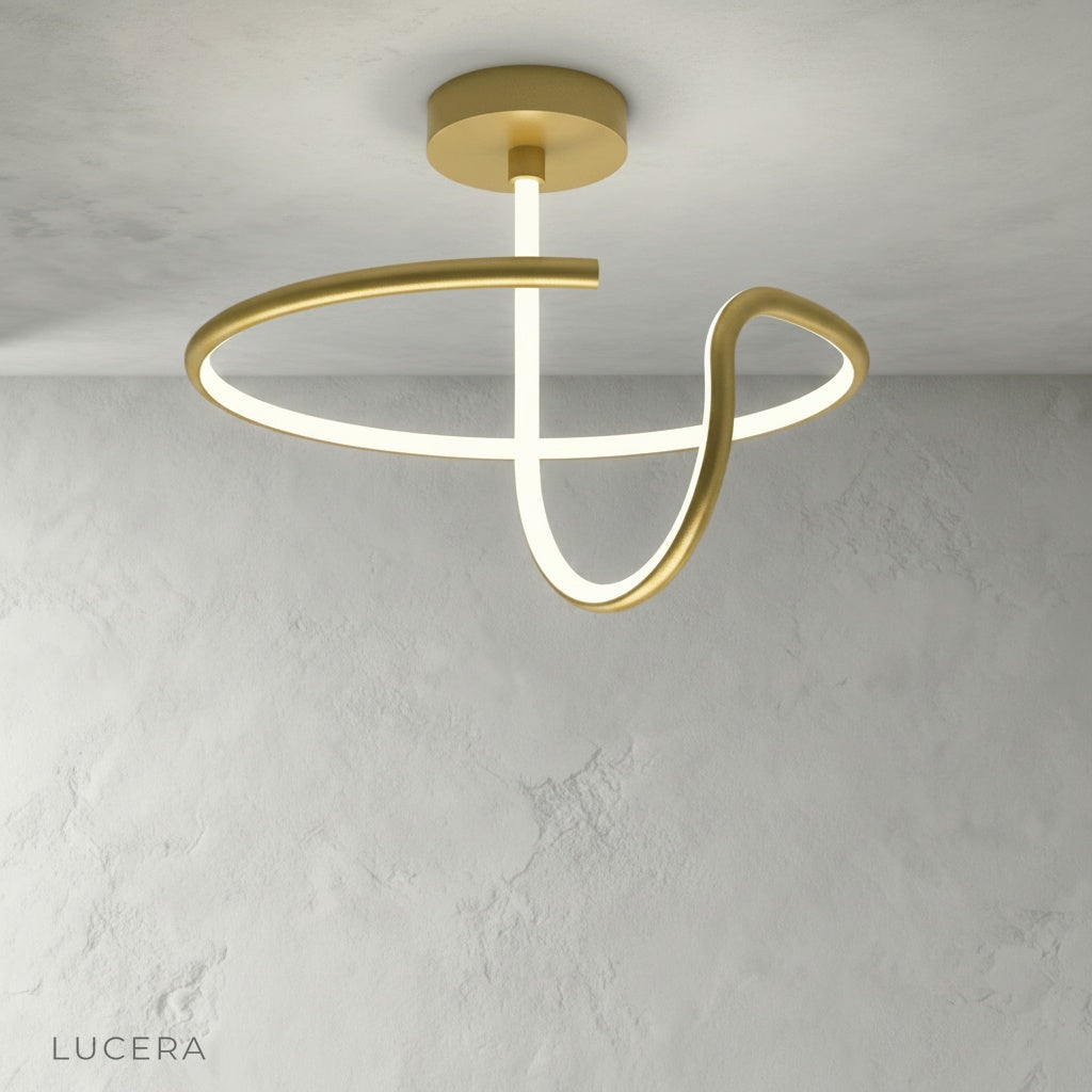 Loom ceiling light in matte black finish hanging from ceiling