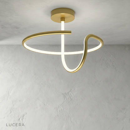 Loom ceiling light in matte black finish hanging from ceiling
