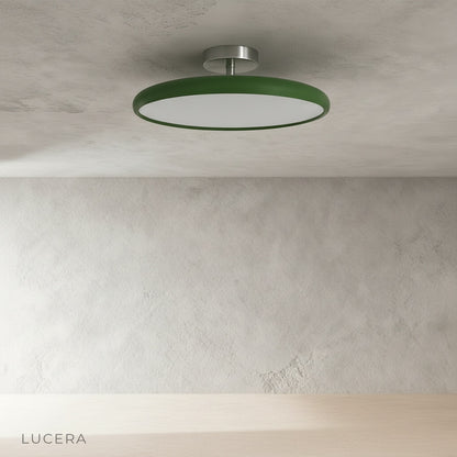 Jubilate ceiling light in minimalist hallway with low-profile ceiling installation