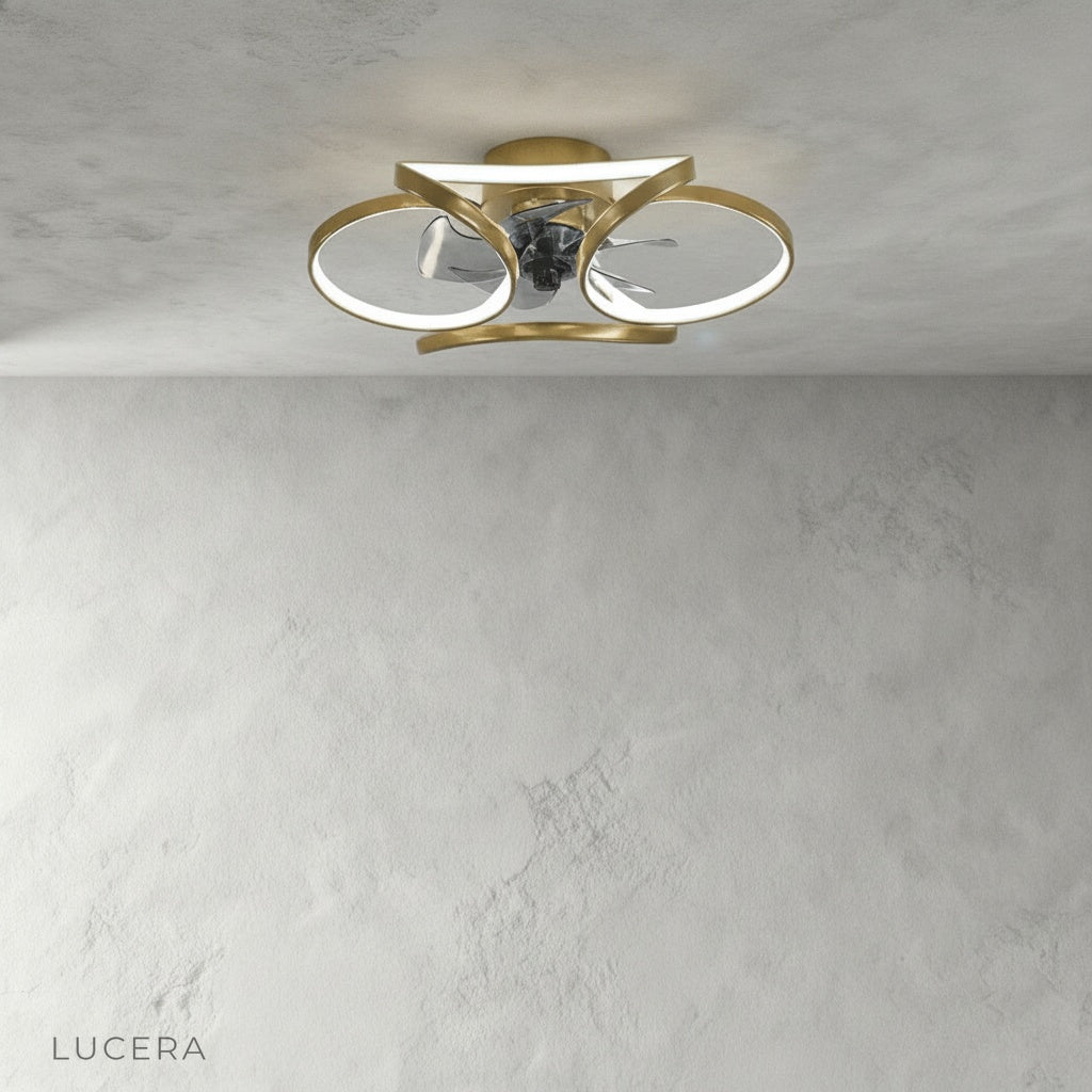 minimalist white ceiling fan with light in contemporary bedroom setting